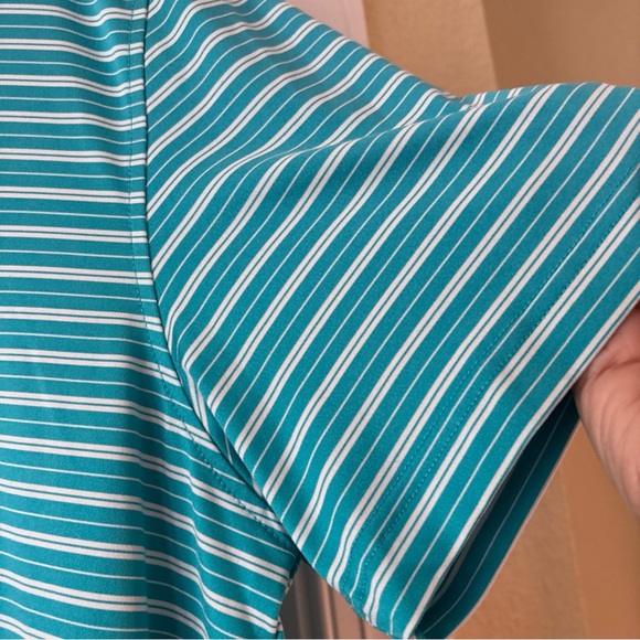 IZOD GOLF With STRETCH Size Large BLUE WHITE STRIPE SS - Picture 7 of 16